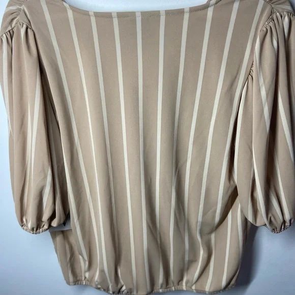 Worthington Cream Tan Wrap Blouse 3/4 Sleeve - Picture 4 of 7